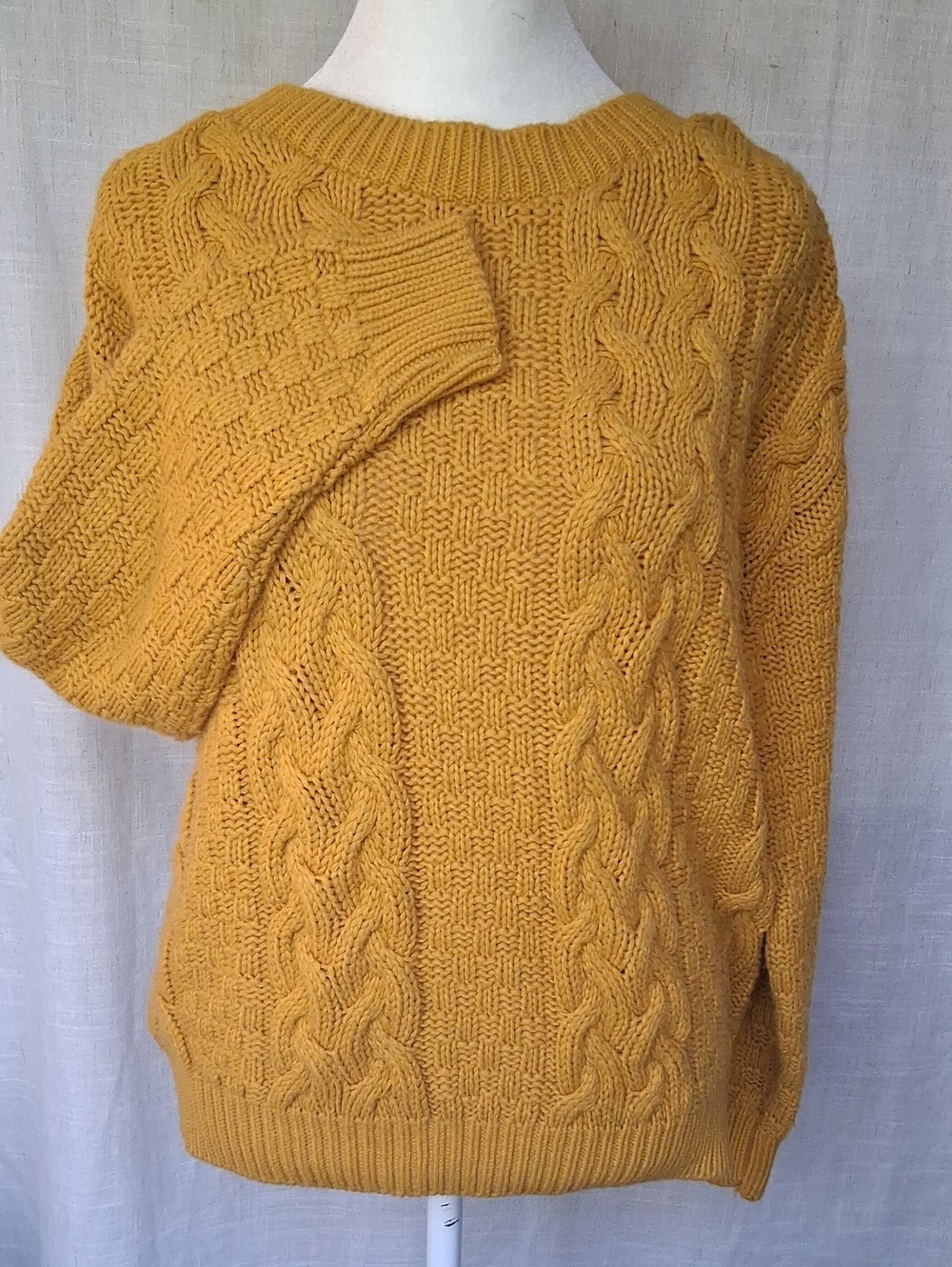 Glamorous Mustard Yellow Cable Knit Sweater S